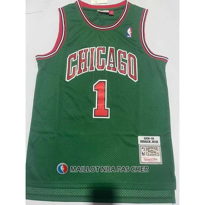 Maillot Chicago Bulls Derrick Rose NO 1 Mitchell & Ness 2008-09 Vert2